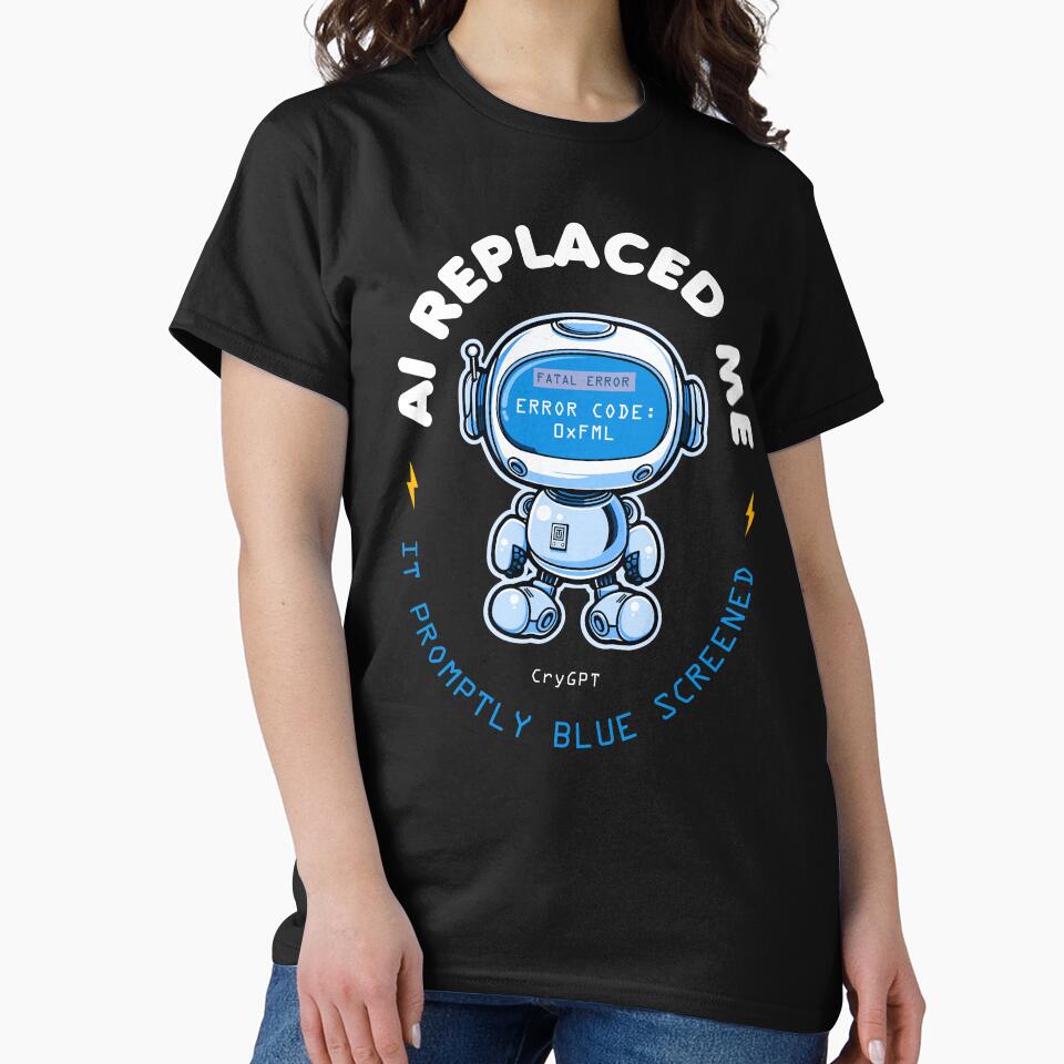 AI Replaced Me It Promptly Blue Screened Cute Robot Design Funny Tech Humor for Programmers & IT Nerds by... (Image 2)