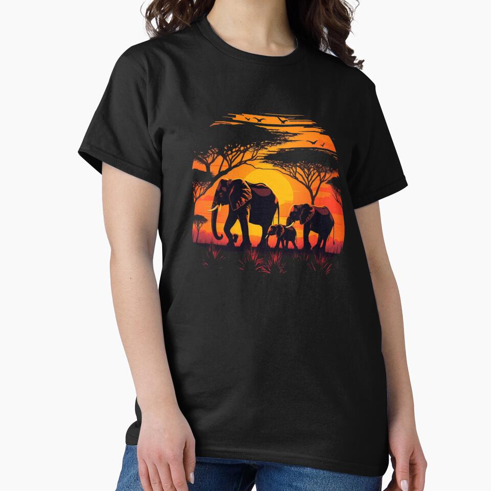 Elephants Marching at African Sunset by pasdem