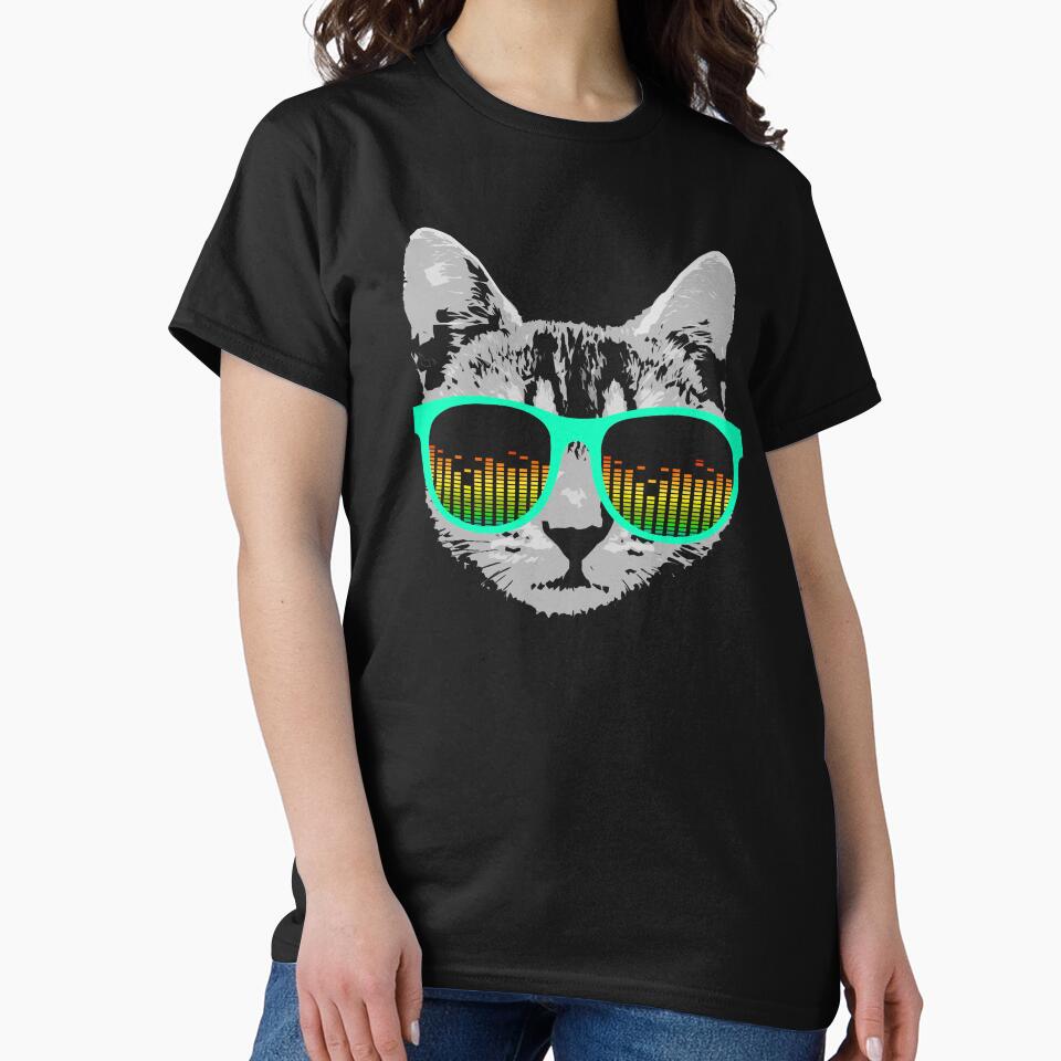 Funny Music Cat with Glasses by ROBOTFACE T-Shirts Hoodie, Sweatshirt | BlankRebels.com (Image 2)