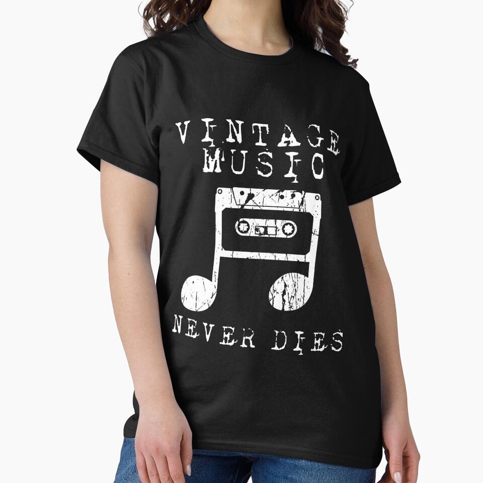 Vintage Music Never Dies | Retro Cassette Tape Design for Music Lovers | Classic Nostalgic 90s 80s by... (Image 2)