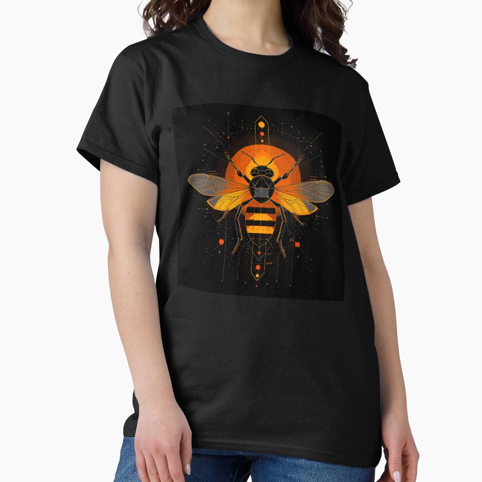 Cosmic Bee – Geometric Orange Sun Design by shopsoftbloom T-Shirts, Hoodie, Sweatshirt | BlankRebels.com (Image 2)