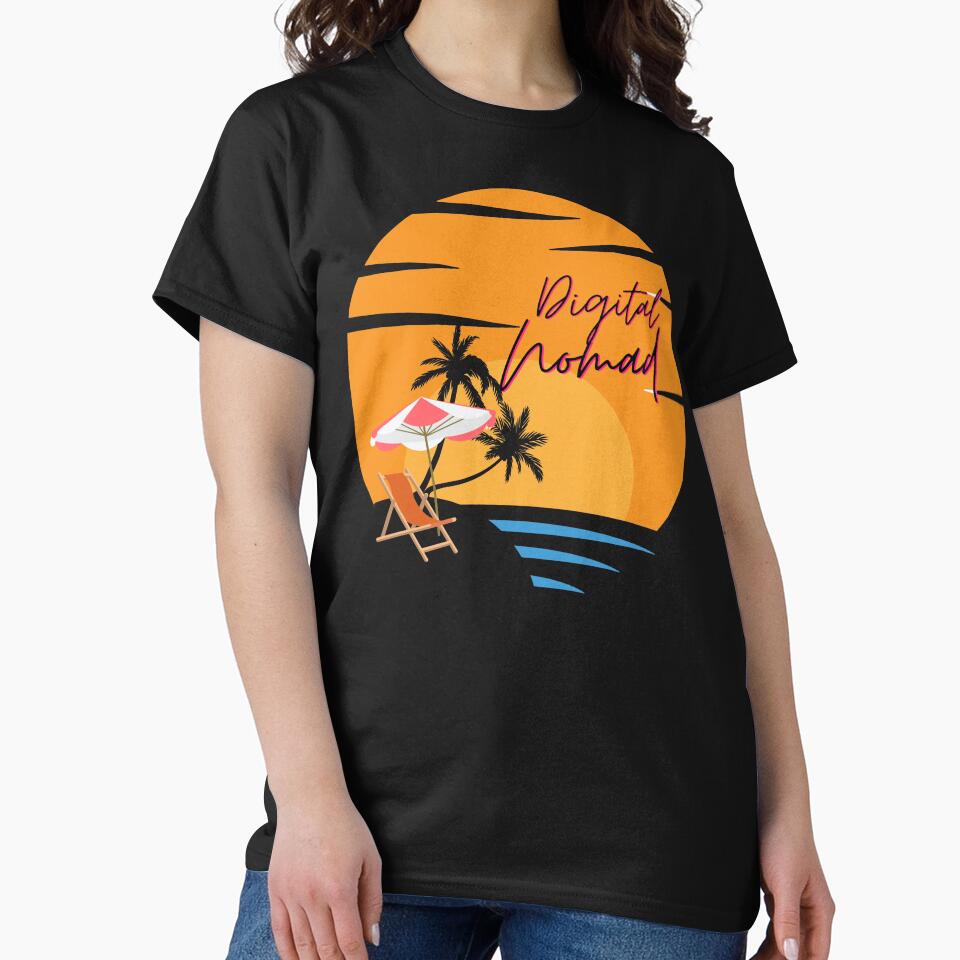 Digital nomad lifestyle, working freely from a beach by NoetherSym T-Shirts, Hoodie, Sweatshirt | BlankRebels.com (Image 2)