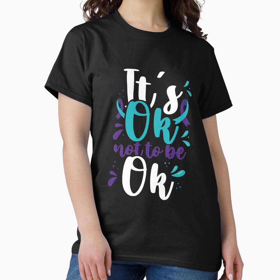 Its OK not to be OK T-shirt Suicide Prevention T-shirt Purple and Blue Ribbon T-shirt by Maindy Hoodie, Sweatshirt (Image 2)