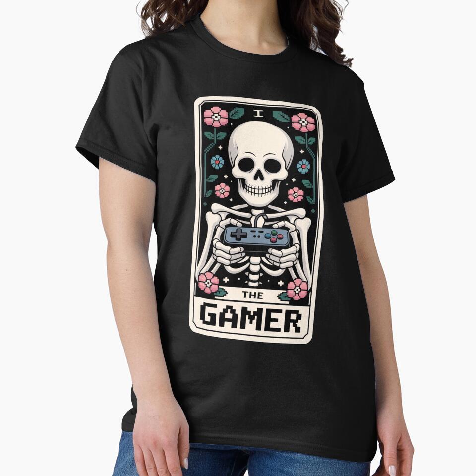 The Gamer Skeleton Playing Games Tarot Card Design by Blok45 T-Shirts, Hoodie, Sweatshirt | BlankRebels.com (Image 2)