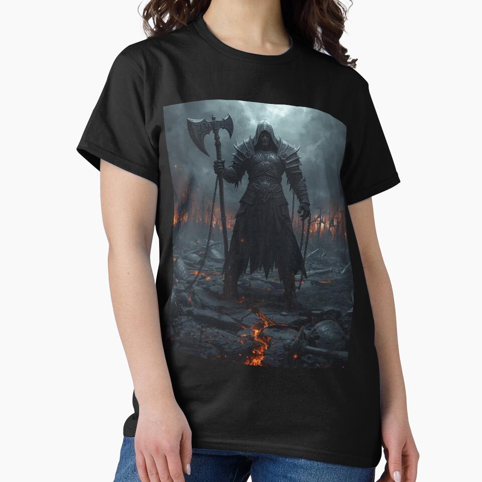 Executioner of Judgment – Dark Fantasy Grim Reaper Warrior Art by Ferdopalec T-Shirts, Hoodie, Sweatshirt (Image 2)