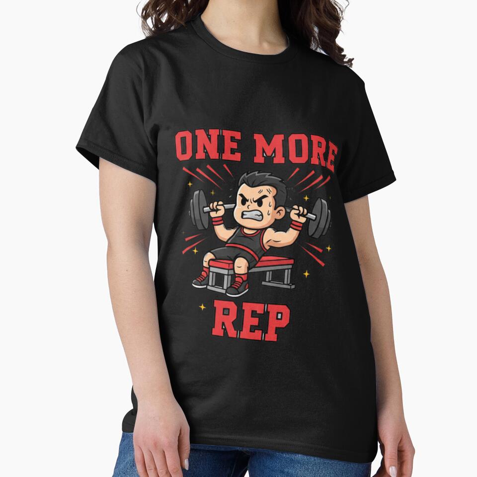 One More Rep Motivational Gym Cartoon Design | Fitness Workout Digital Illustration for T-Shirts & POD by CozyPops