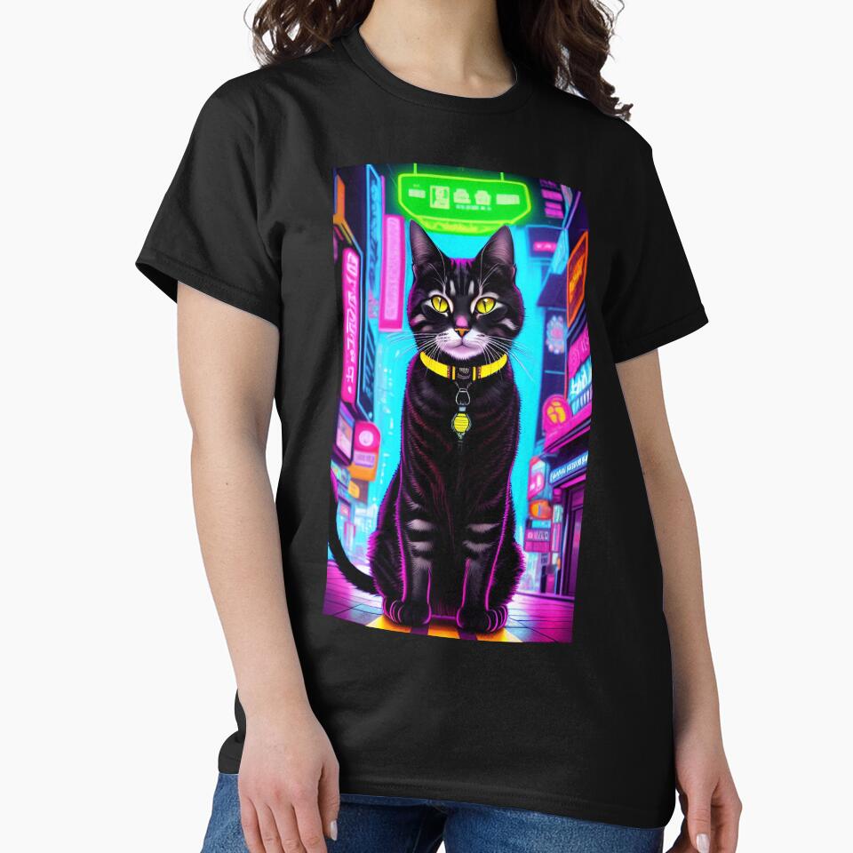 Colorful Futuristic Cyber Cat Neon Ai Art CyberpunkStyle by CyberArtWorld