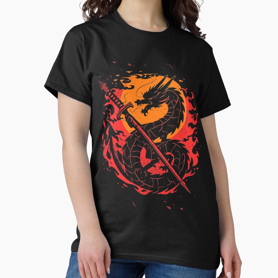 Dragon of the Eternal Flame – Samurai Blade Artwork by Nuve-ra T-Shirts, Hoodie, Sweatshirt | BlankRebels.com (Image 2)