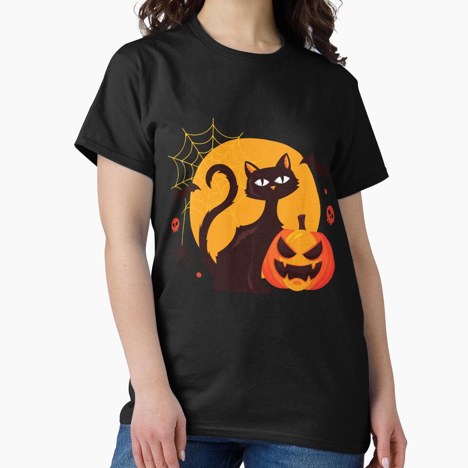 Halloween Black Cat and Full Moon by cgroenewald T-Shirts, Hoodie, Sweatshirt | BlankRebels.com (Image 2)