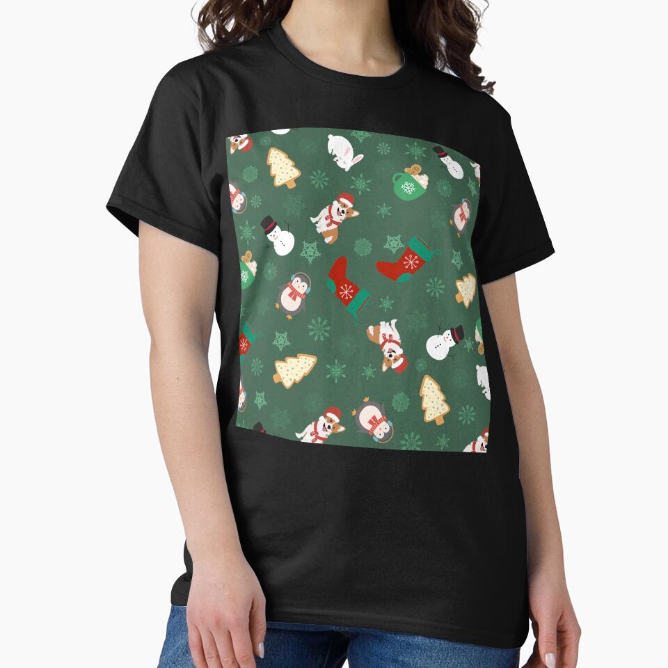 Green and White Christmas with dogs by Eunoia-ikigai T-Shirts, Hoodie, Sweatshirt | BlankRebels.com (Image 2)