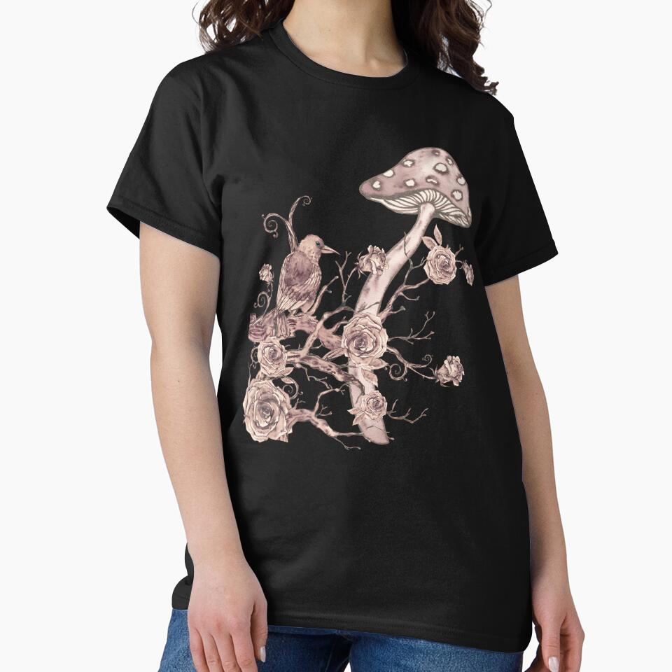 Dark Academia Cottagecore Mushroom Bird Flowers Nature by SunfullyYours T-Shirts, Hoodie, Sweatshirt (Image 2)