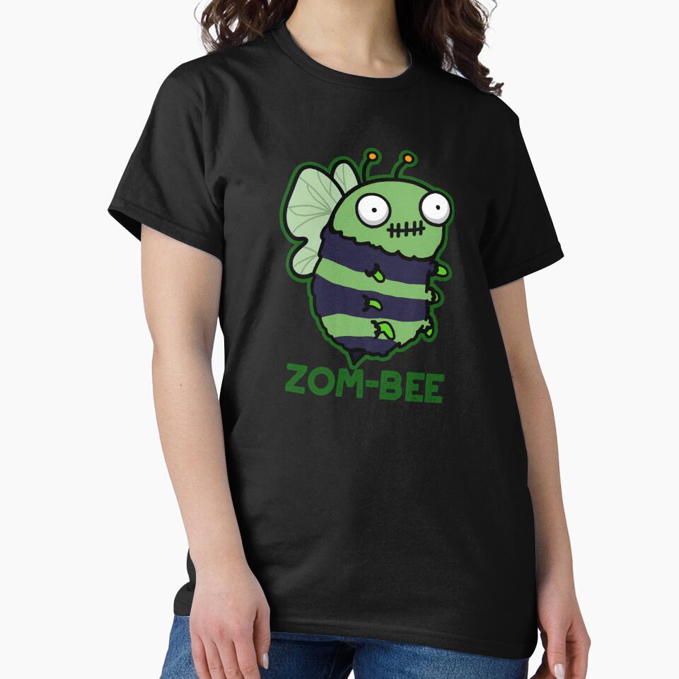 Zom-bee Halloween Funny Zombie Bee Puns (Dark BG) by punnybone T-Shirts, Hoodie, Sweatshirt | BlankRebels.com (Image 2)