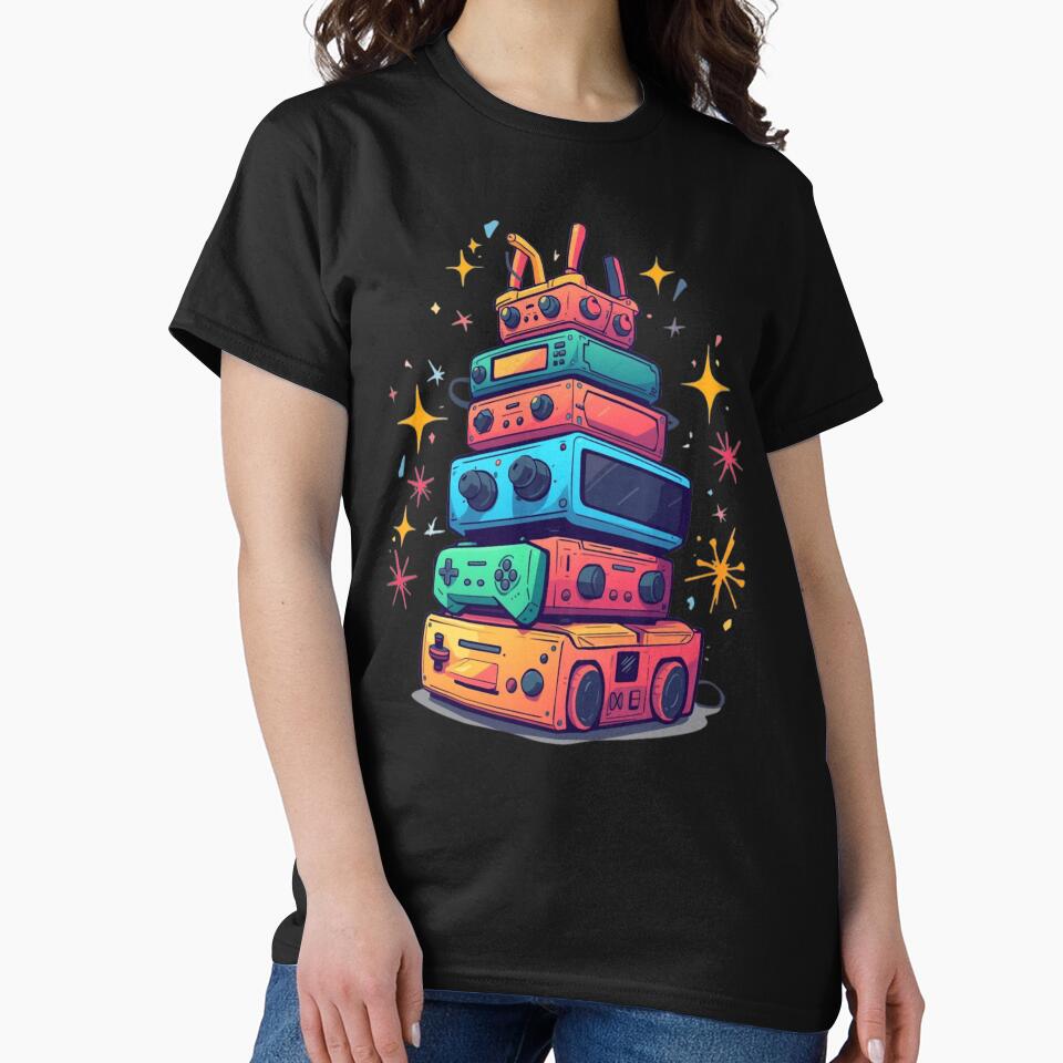 Retro Gaming Consoles Stack Nostalgic Video Game Era T-Shirts, Hoodie, Sweatshirt