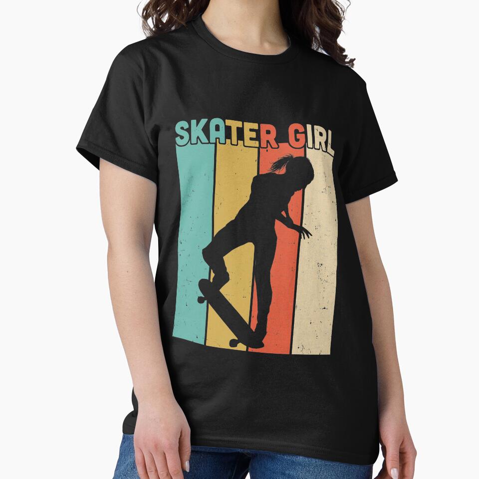 Vintage Skateboard Girls Retro Tee Gift Skateboarding by CreativeGift Hoodie, Sweatshirt | BlankRebels.com (Image 2)