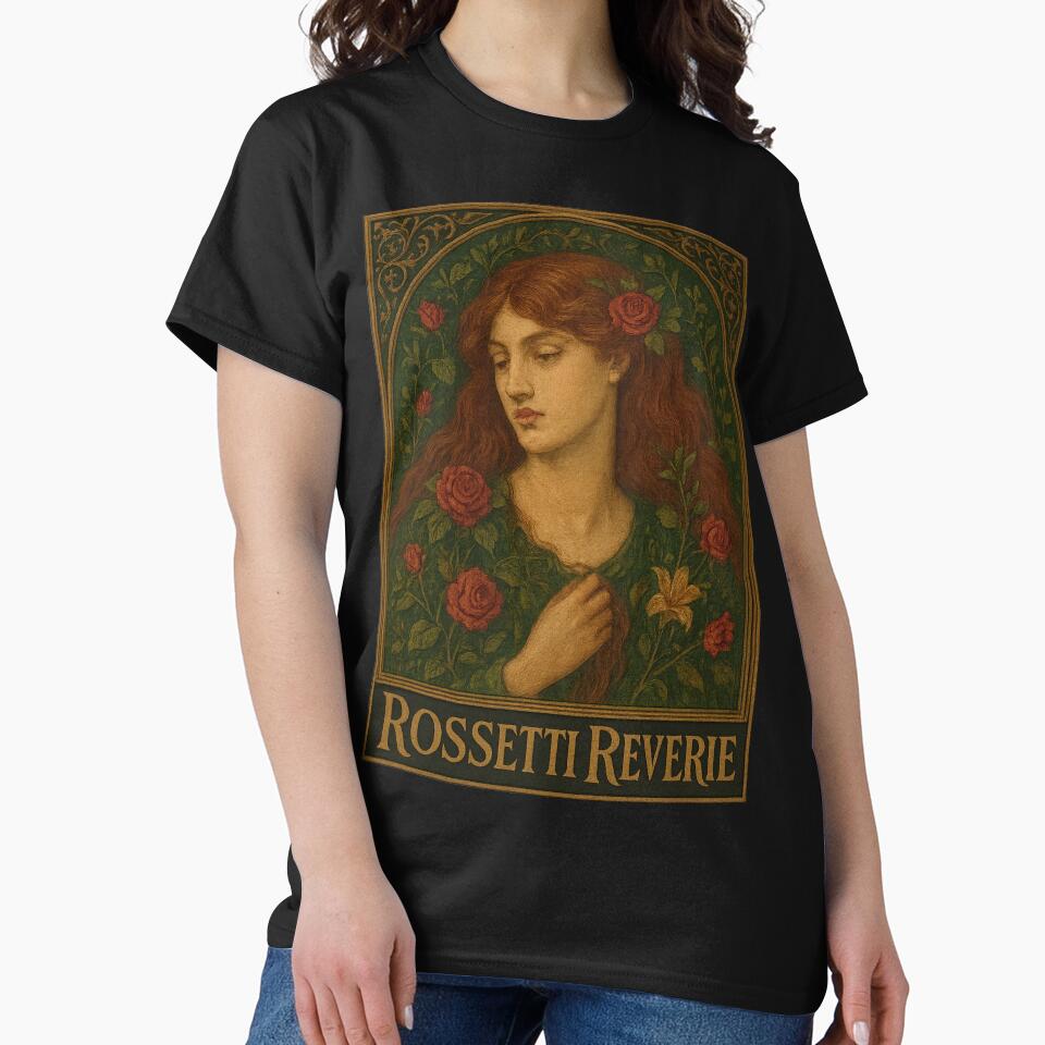 Rossetti Reverie | Vintage Pre-Raphaelite Art Nouveau Portrait by Doodle Emporium T-Shirts, Hoodie, Sweatshirt (Image 2)