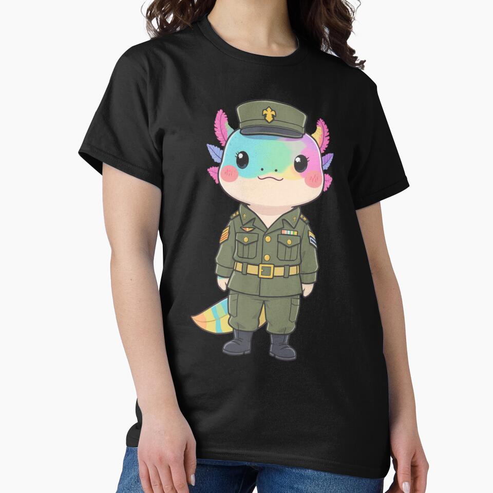 Standing at Attention Axolotl – Proud Honor & Duty Illustration by ColorSplash123 T-Shirts, Hoodie, Sweatshirt (Image 2)