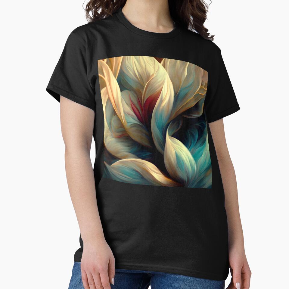 Honey Cream And Aqua Floral Swirls Abstract Art by DEC02 T-Shirts, Hoodie, Sweatshirt | BlankRebels.com (Image 2)