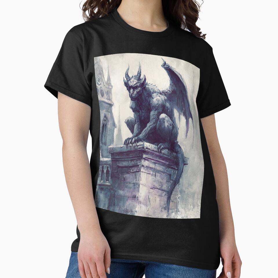 Moody Dark Academia Gargoyle Statue by bapupa T-Shirts, Hoodie, Sweatshirt | BlankRebels.com (Image 2)