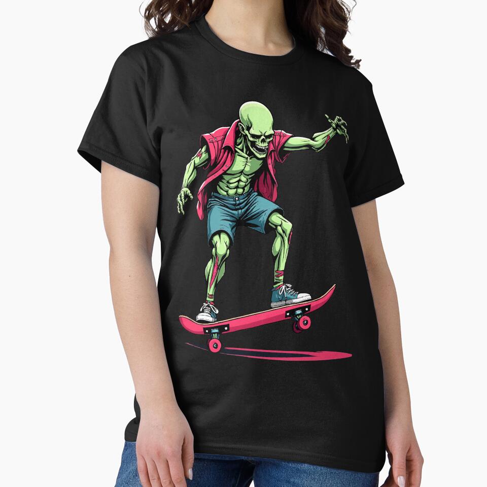 Zombie Skater – Undead doing a skateboard trick by Hans-Design T-Shirts, Hoodie, Sweatshirt | BlankRebels.com (Image 2)