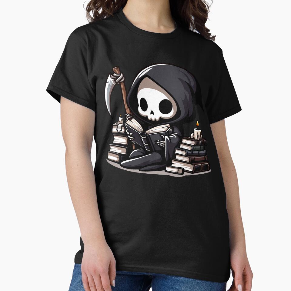 Cute Reaper Reading a Book by Kawaii-n-Spice T-Shirts, Hoodie, Sweatshirt | BlankRebels.com (Image 2)