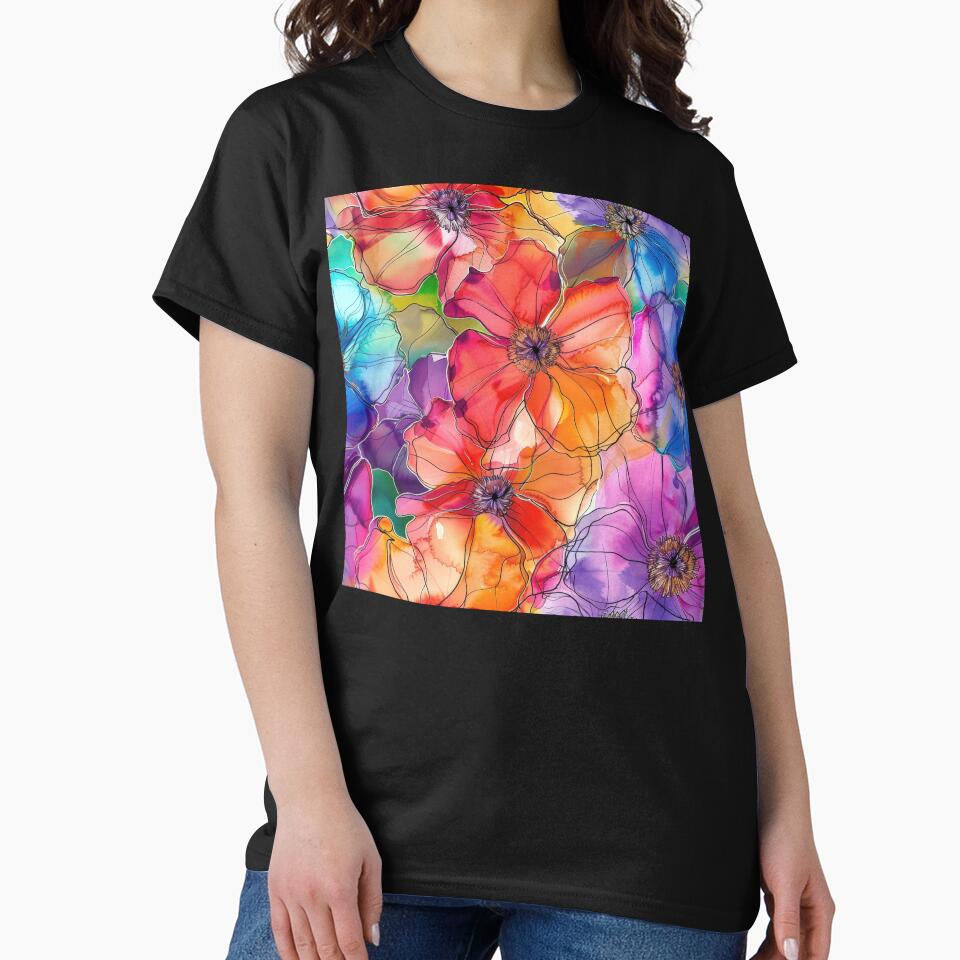 Elegant Alcohol Ink Floral Watercolor-Inspired Designs by DEC02 T-Shirts, Hoodie, Sweatshirt | BlankRebels.com (Image 2)