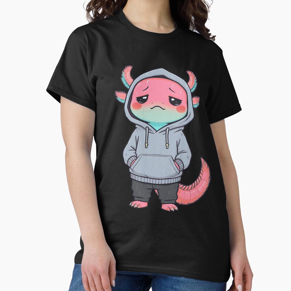 Rainy Day Axolotl – Calm Lo-Fi Mood Illustration by ColorSplash123 T-Shirts, Hoodie, Sweatshirt | BlankRebels.com (Image 2)