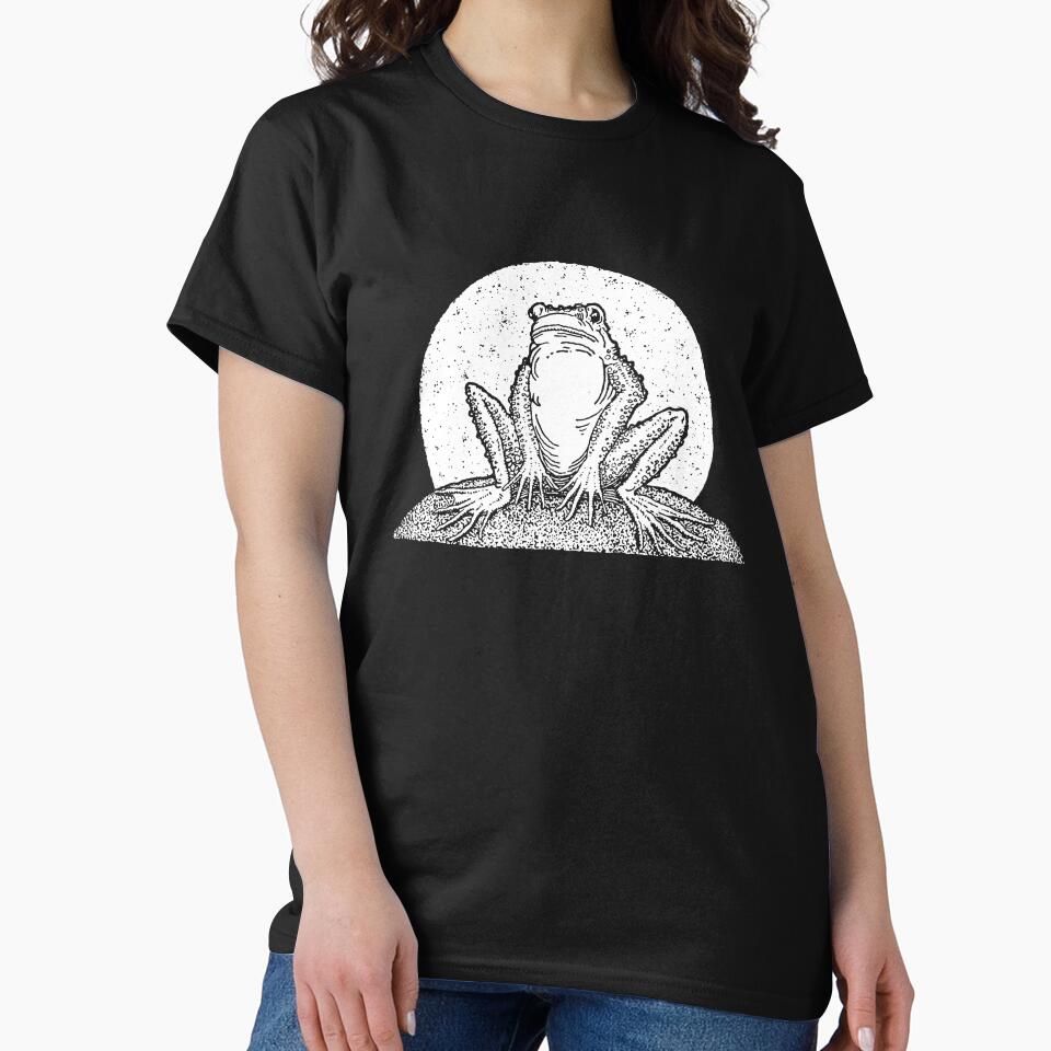 Cute Vintage Cottagecore Frog Sitting: Grumpy Sad Toad under Full Moon, Goblincore Emo Froggy, Meadowcore... (Image 2)