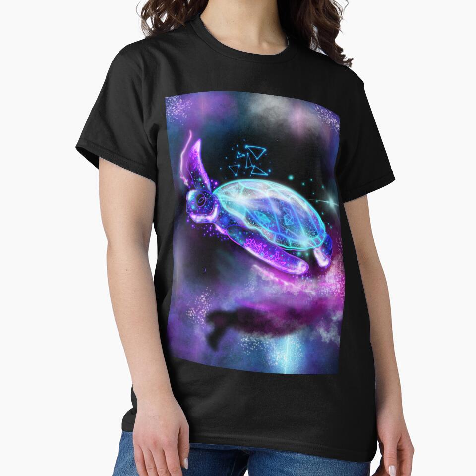 Galaxy geometry and dot abstrac turle blue and purple background by luckyhue T-Shirts, Hoodie, Sweatshirt (Image 2)