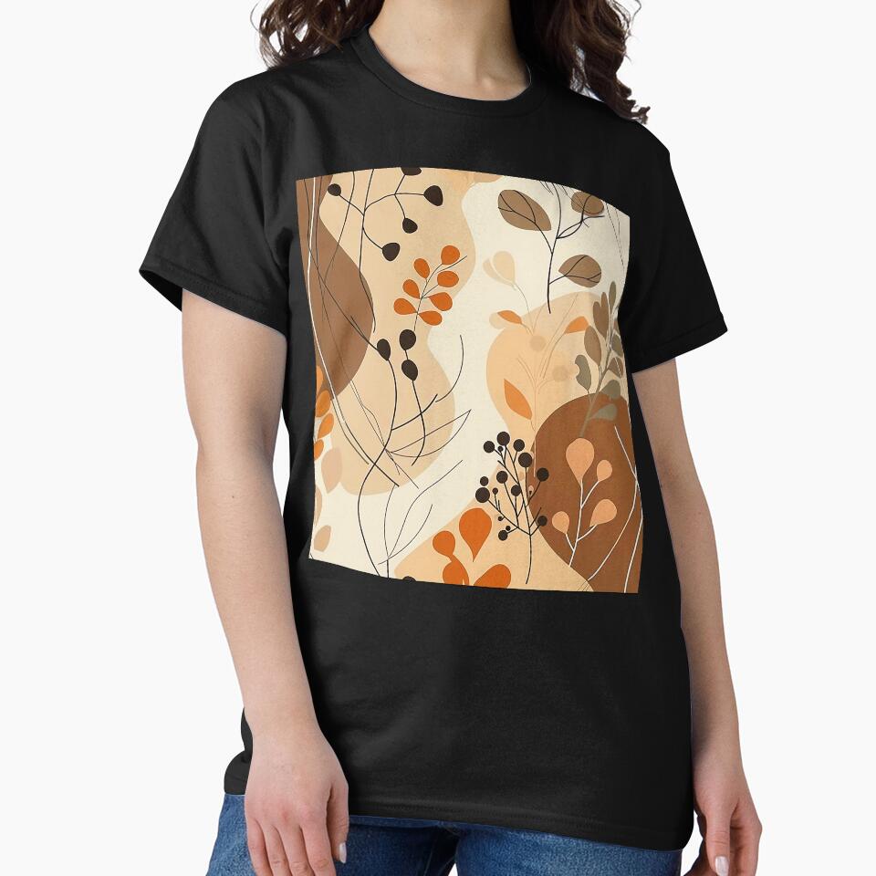Boho Warm Earthtones Elegant Abstract Leaves Design Art by DEC02 T-Shirts, Hoodie, Sweatshirt | BlankRebels.com (Image 2)