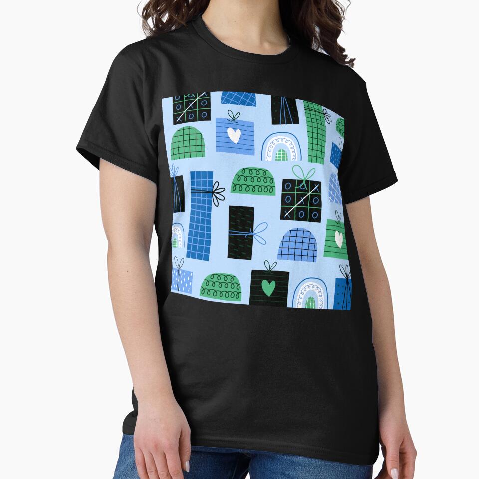 Holiday Gift Boxes Pattern In Blue And Green by DEC02 T-Shirts, Hoodie, Sweatshirt | BlankRebels.com (Image 2)