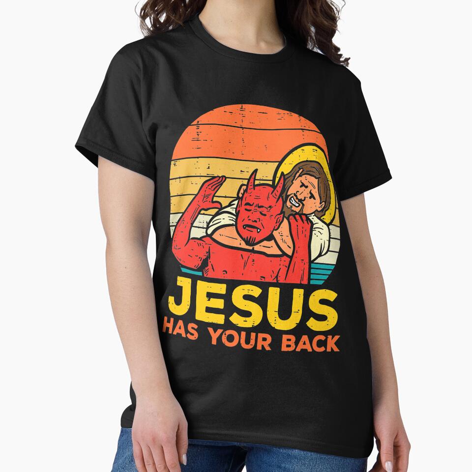 Jesus Has Your Back Jiu Jitsu Retro Christian by PruitMaebel T-Shirts, Hoodie, Sweatshirt | BlankRebels.com (Image 2)