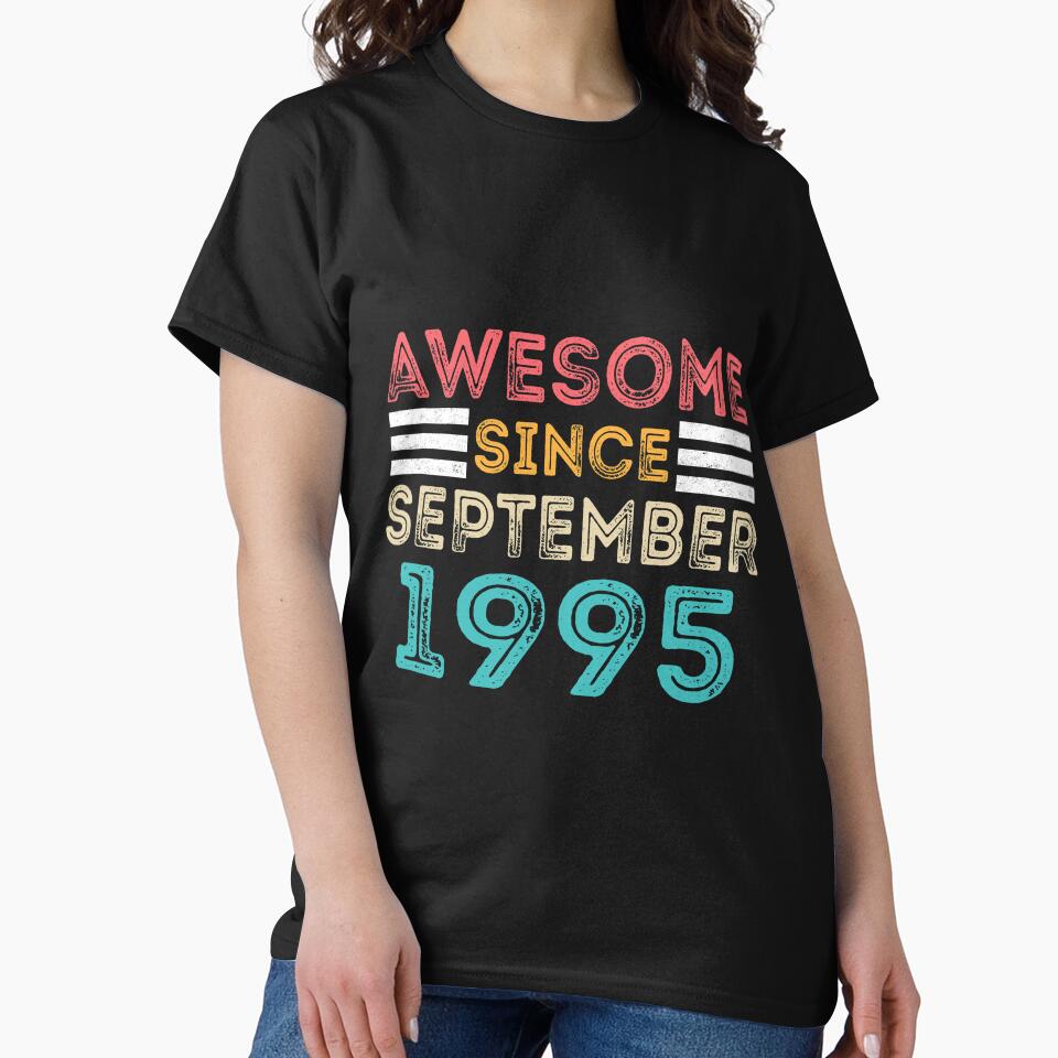 Retro Vintage 25th Birthday - Awesome Since September 1995 by meedTee T-Shirts, Hoodie, Sweatshirt (Image 2)