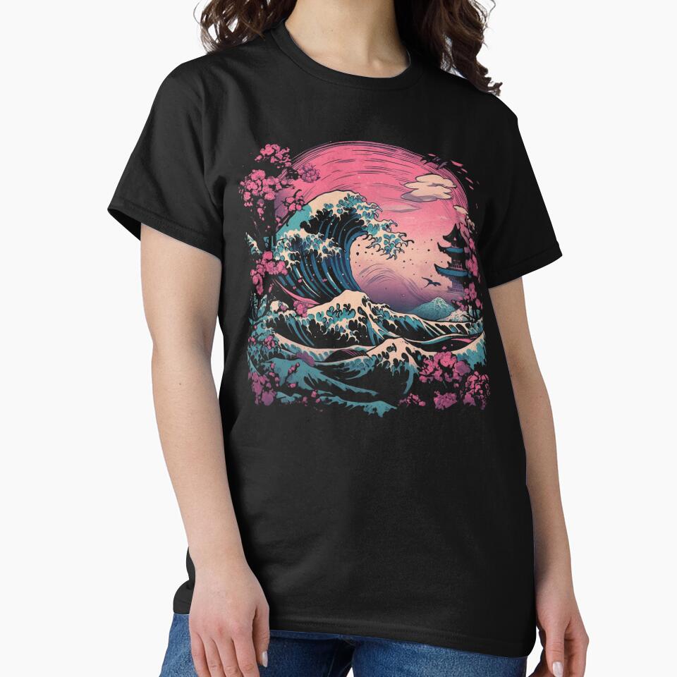 Synthwave Traditional Japanese Wave by pedrogag T-Shirts, Hoodie, Sweatshirt | BlankRebels.com (Image 2)
