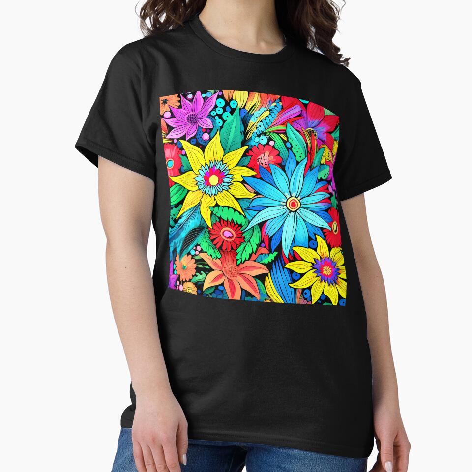 Retro 1960's Colorful And Vibrant Hippie Flowers Art by DEC02 T-Shirts, Hoodie, Sweatshirt | BlankRebels.com (Image 2)