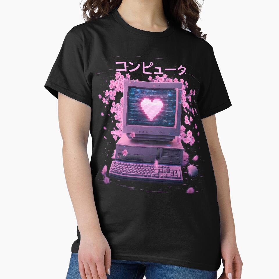 Japanese “Computer” Sakura Aesthetic Pixel Heart by craftedd