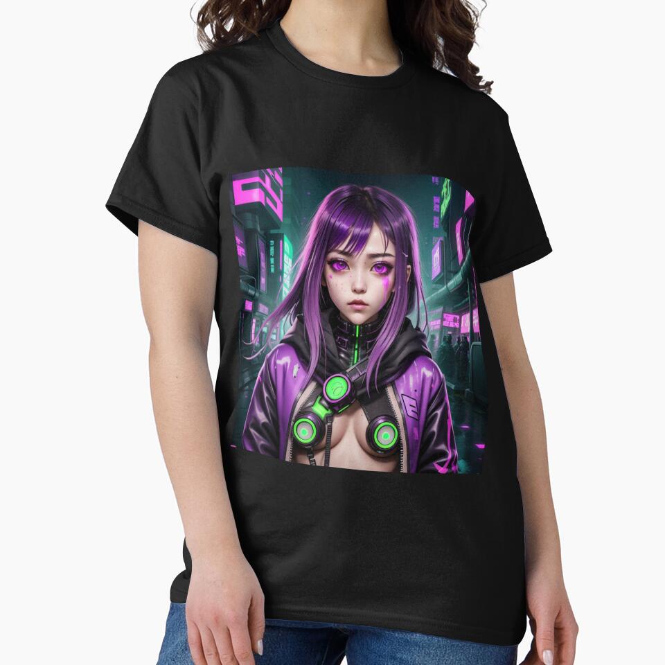 Cyberpunk Anime Girl 5 by Cyberpunk Neo T-Shirts, Hoodie, Sweatshirt | BlankRebels.com (Image 2)