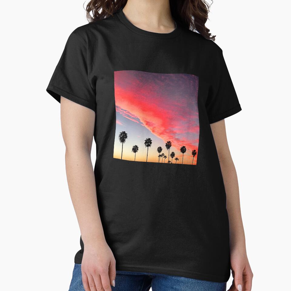 Red Scarlet Sunset Over Palm Trees Art Photo by DEC02 T-Shirts, Hoodie, Sweatshirt | BlankRebels.com (Image 2)