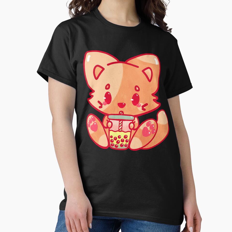 cat bubble tea kawaii cute adorable chibi hand painted by · GAMING SOUL · T-Shirts, Hoodie, Sweatshirt (Image 2)