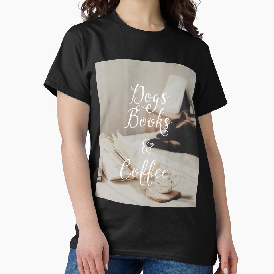 Dogs books and coffee - vintage aesthetic look by HappyPrints ⭐⭐⭐⭐⭐ T-Shirts, Hoodie, Sweatshirt | BlankRebels.com (Image 2)