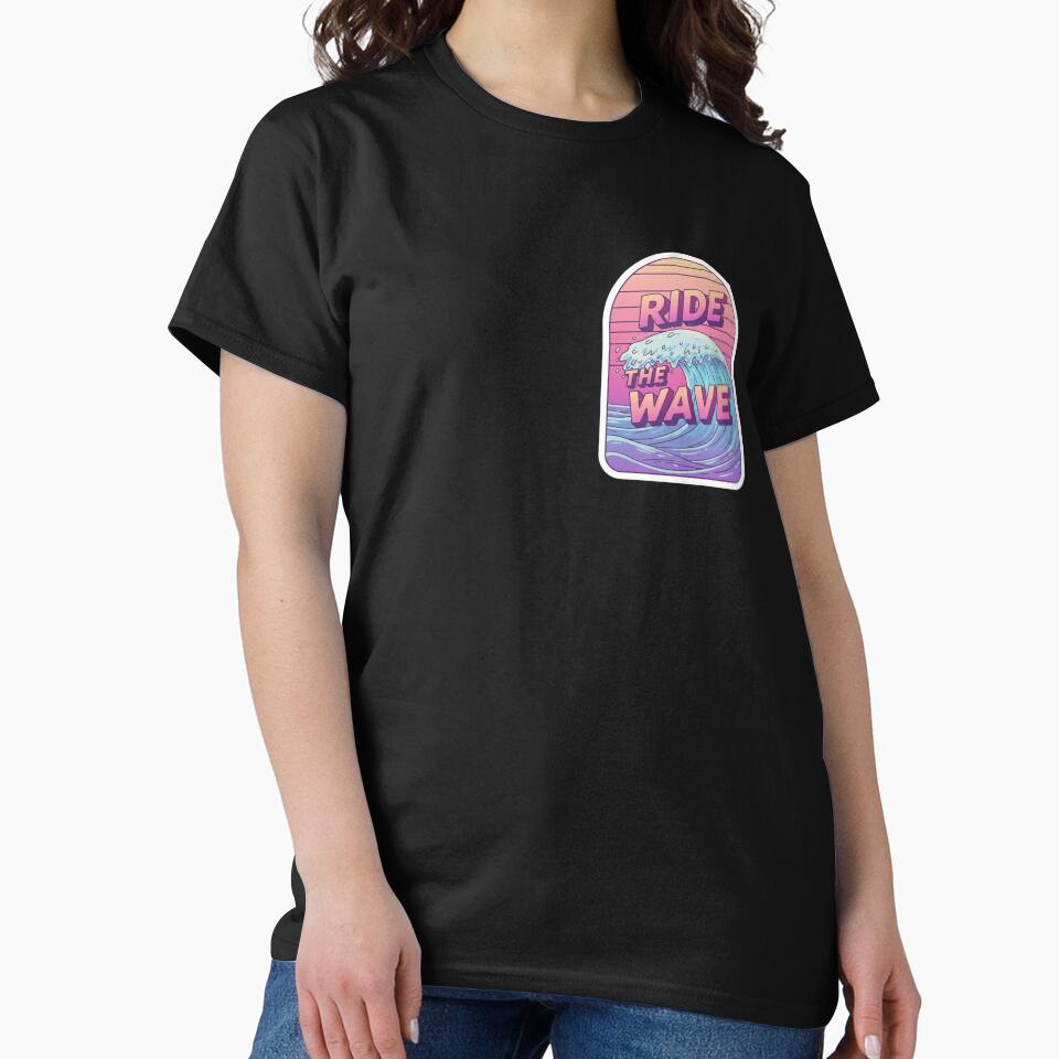 Surfer Style 'Ride The Wave' Retro 3D Merch – Perfect for Beach Lovers by SmartyWonders T-Shirts, Hoodie,... (Image 2)