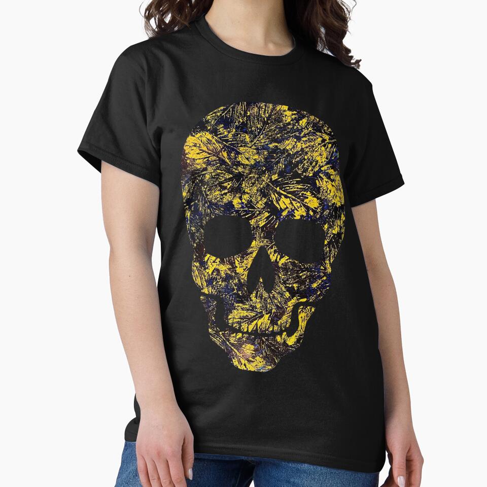 Golden leaves in darkest skies abstract crazy skull by TitaCris T-Shirts, Hoodie, Sweatshirt | BlankRebels.com (Image 2)