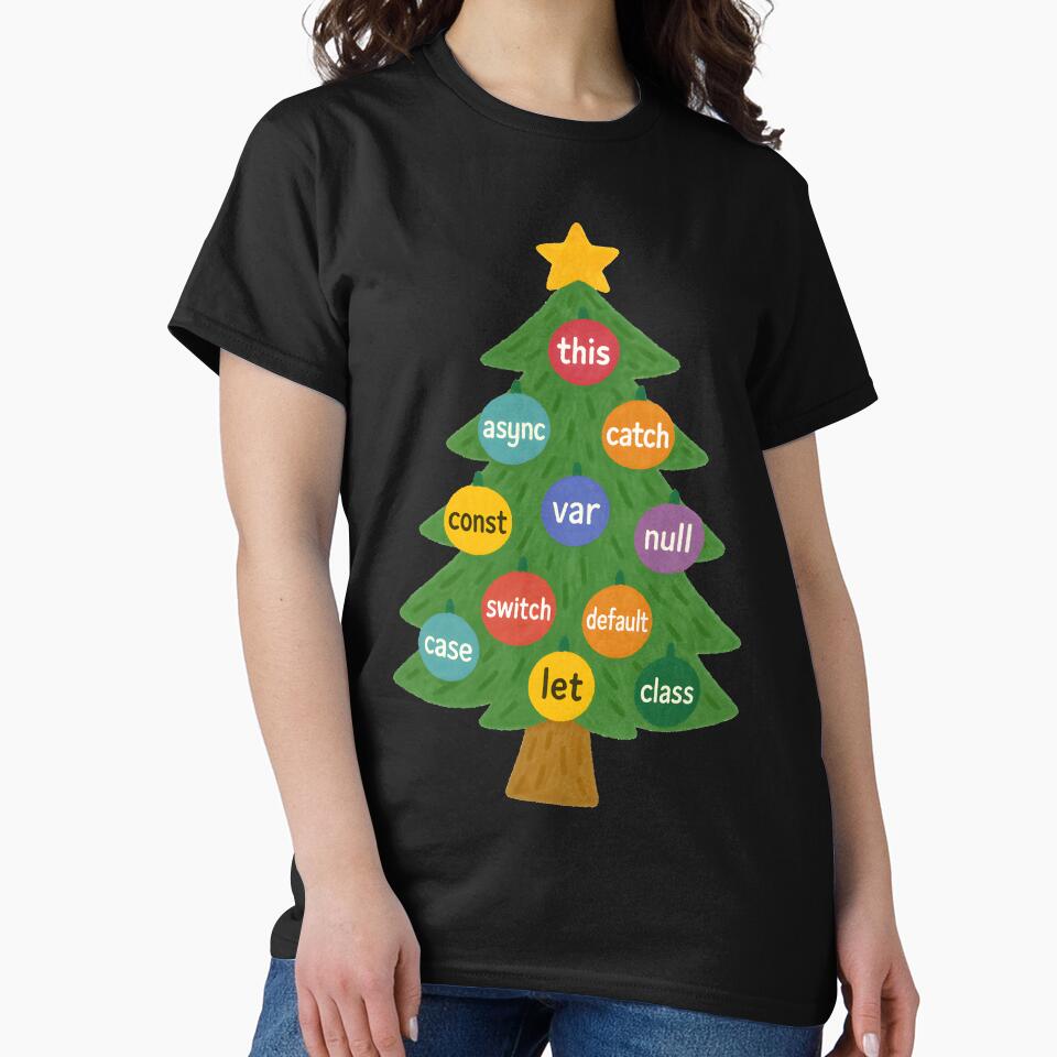 JavaScript Christmas Tree Ornaments – Funny Programmer Holiday Coding Art by Nerd Romance Café T-Shirts,... (Image 2)