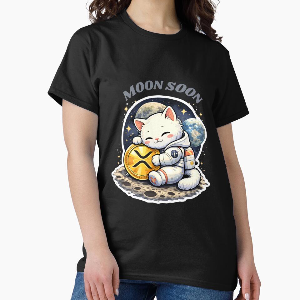 Moon Soon XRP Cat Astronaut – Cute Crypto Kitty HODL Moon Mission Design by LintonGriffin T-Shirts, Hoodie,... (Image 2)