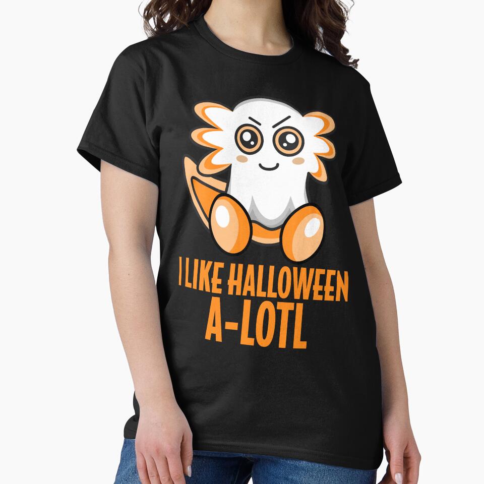 Cute Orange Axolotl Halloween Ghost I Like Halloween A Lotl by eternallygifted T-Shirts, Hoodie, Sweatshirt (Image 2)