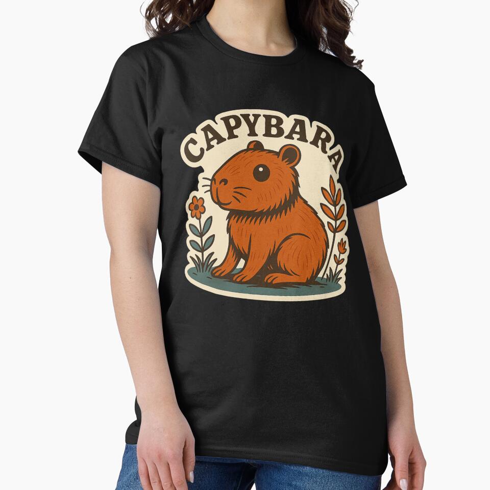 Retro Capybara Vintage Illustration T-Shirts, Hoodie, Sweatshirt
