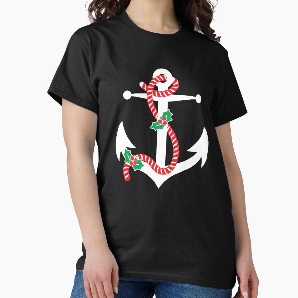 Christmas Holiday Themed Nautical Anchor by DOLCEINDIGO T-Shirts, Hoodie, Sweatshirt | BlankRebels.com (Image 2)