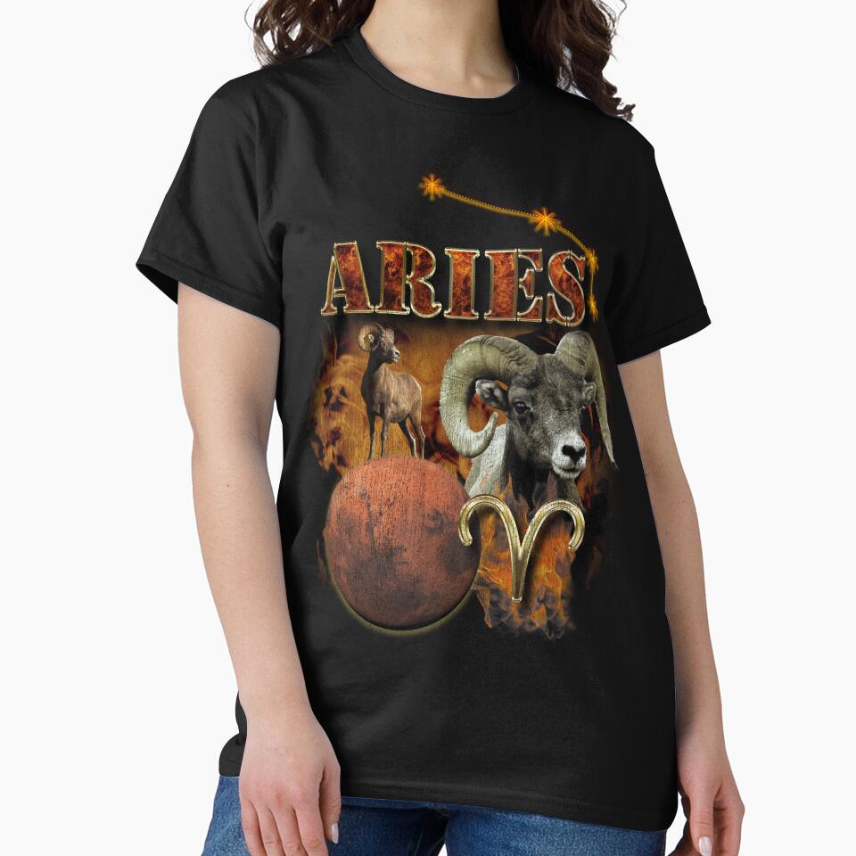 Aries Zodiac Bootleg Rap Vintage Unisex by todayyesterday T-Shirts, Hoodie, Sweatshirt | BlankRebels.com (Image 2)