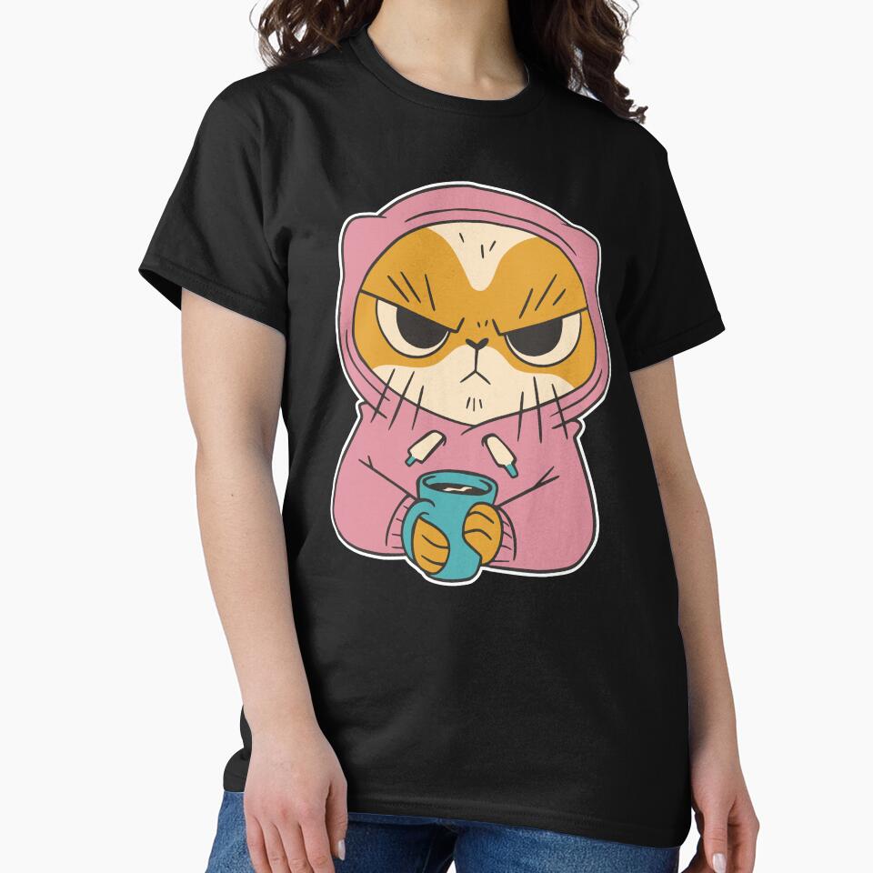 Cat Drinking Coffee Angry Cat by Designs-By-Zar T-Shirts, Hoodie, Sweatshirt | BlankRebels.com (Image 2)