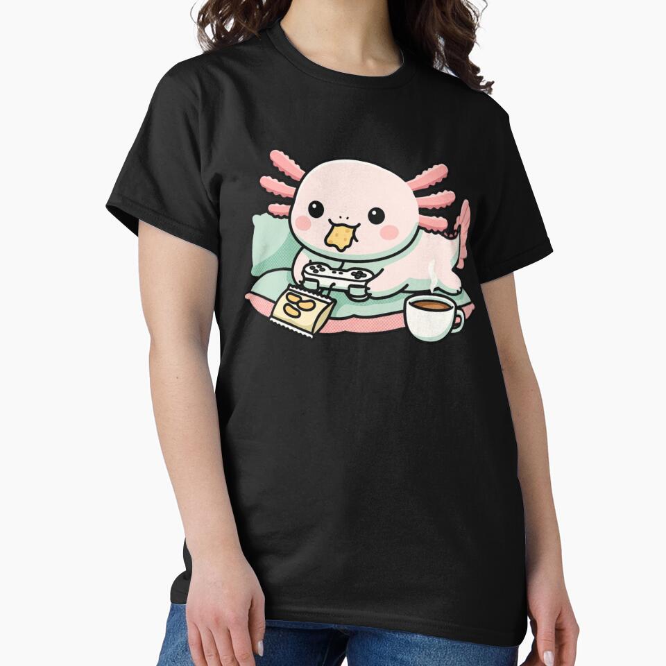 Cute Axolotl Playing Games – Funny Gamer Design by GrumpySableye T-Shirts, Hoodie, Sweatshirt | BlankRebels.com (Image 2)