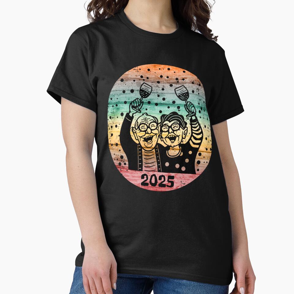 Happy New Year 2025 Old Couple Grandma Grandpa by Maggie Mustard T-Shirts, Hoodie, Sweatshirt | BlankRebels.com (Image 2)